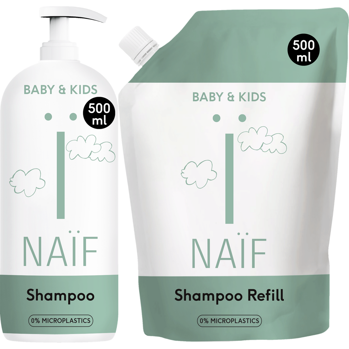 Shampoo Refill Pack and Pump Bottle Baby & Kids 2x500ml