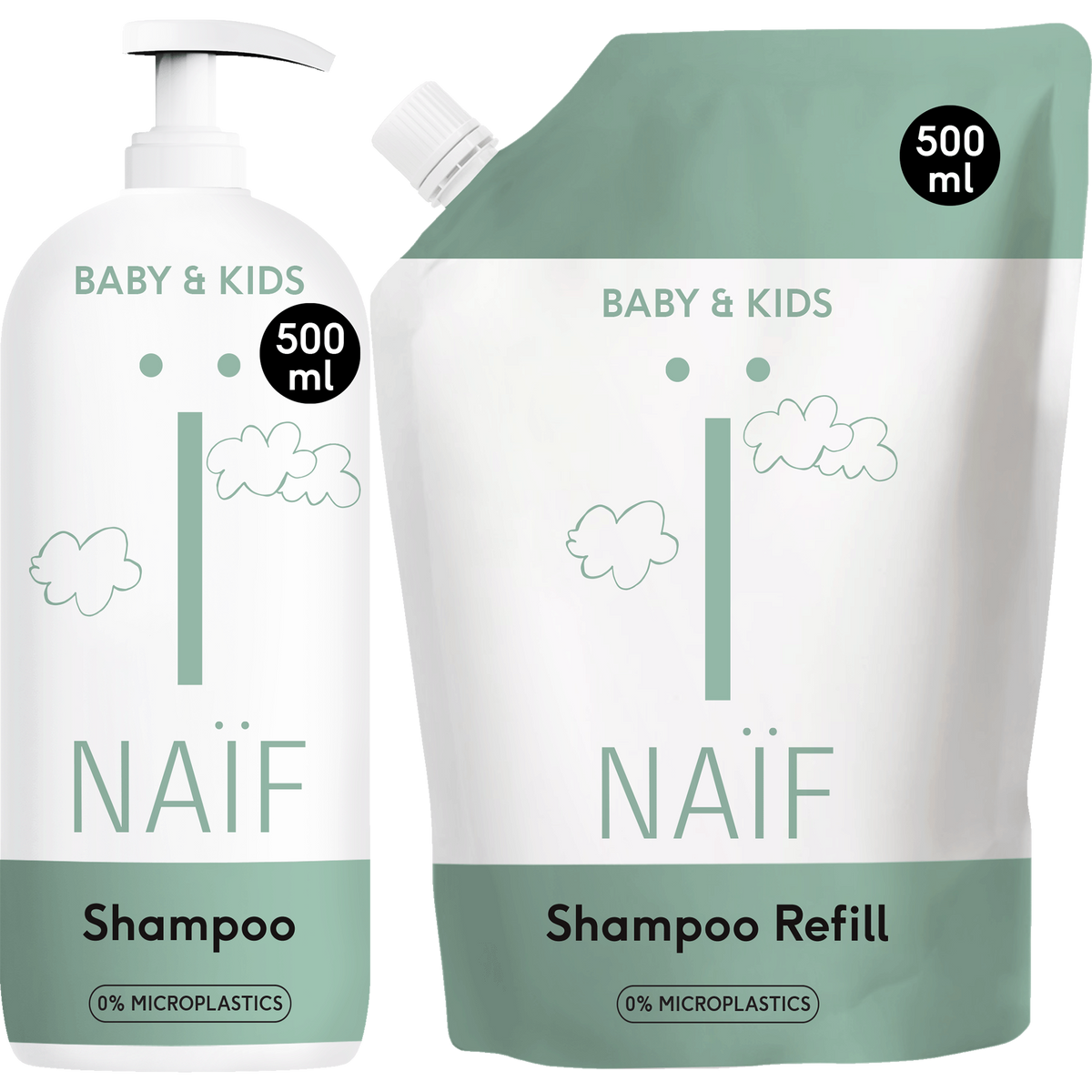Shampoo Navulverpakking en Pompfles Baby & Kids 2x500ml