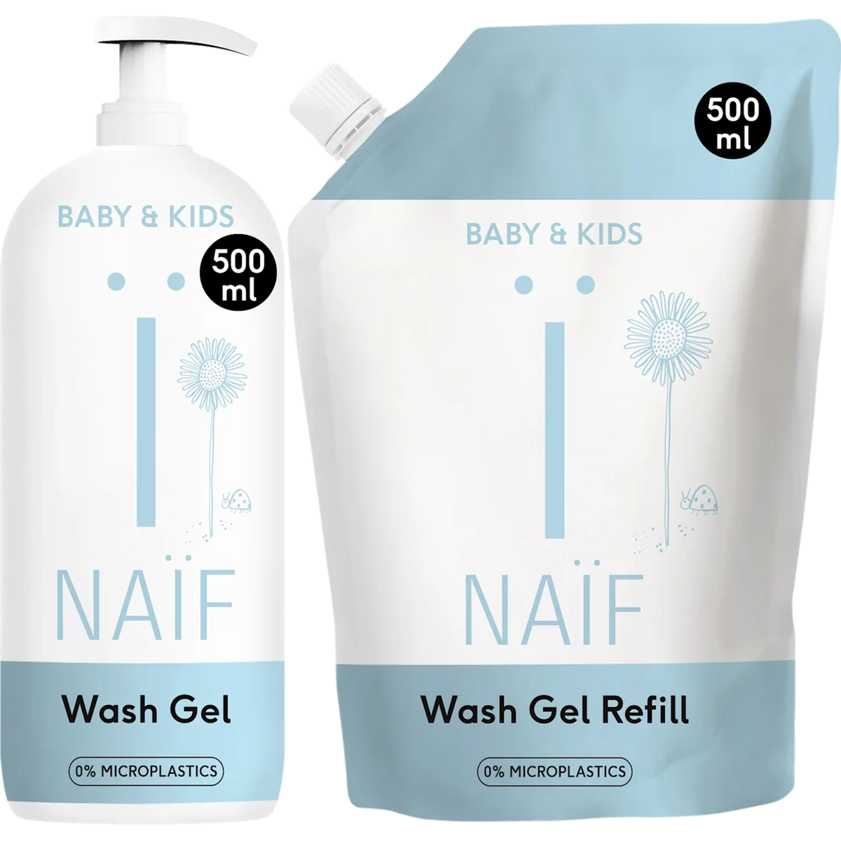Washing Gel Refill Pack and Pump Bottle Baby & Kids 2x500ml