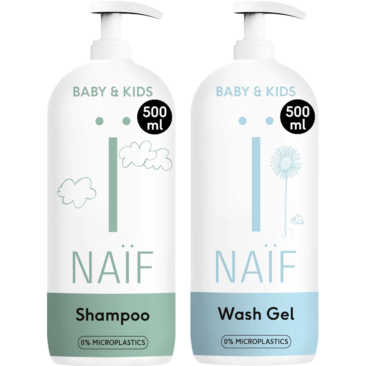 Shampoo und Duschgel Pumpflasche für Babys & Kinder (2x500ml)