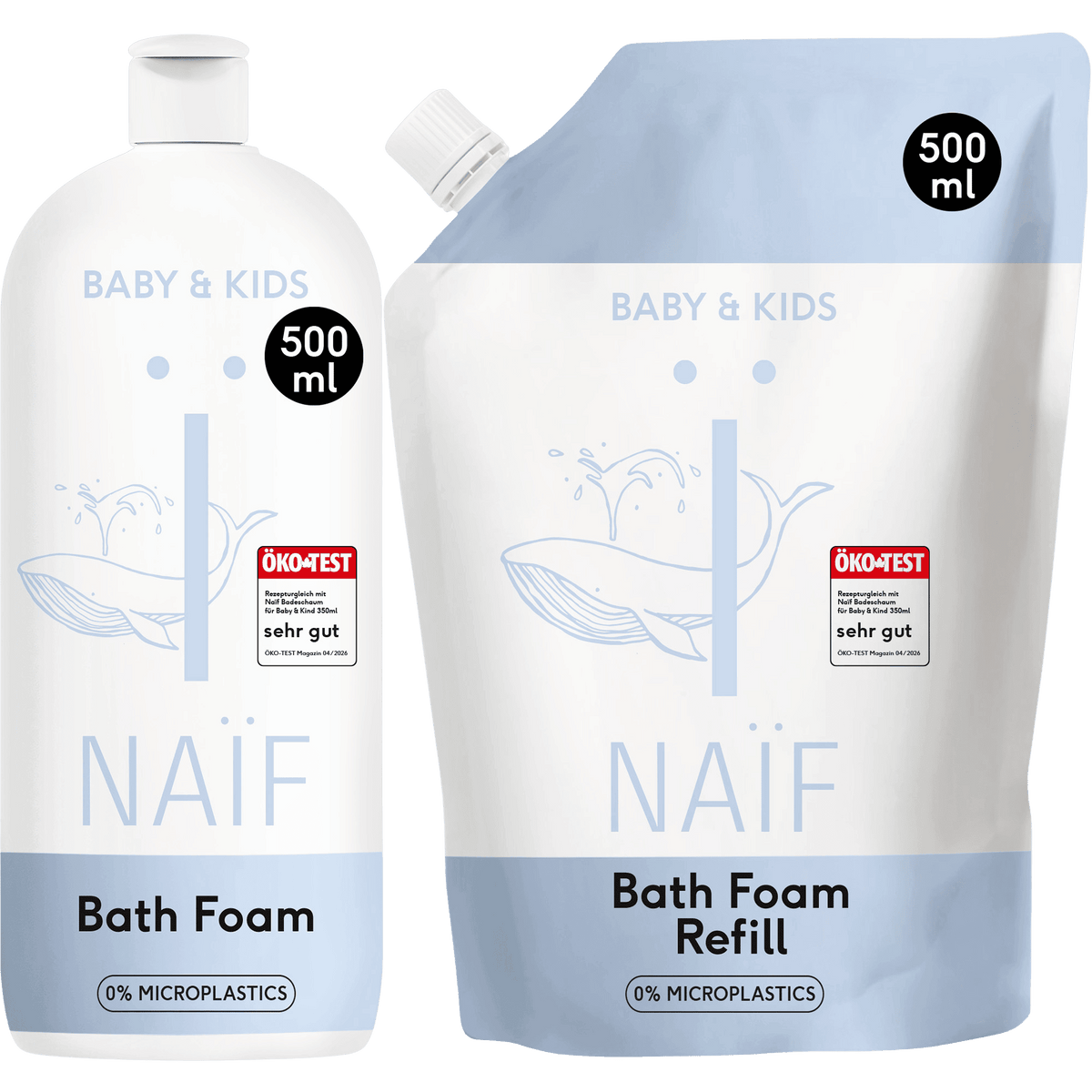 Badeschaum & Nachfüllpackung für Babys & Kinder (2x500ml)