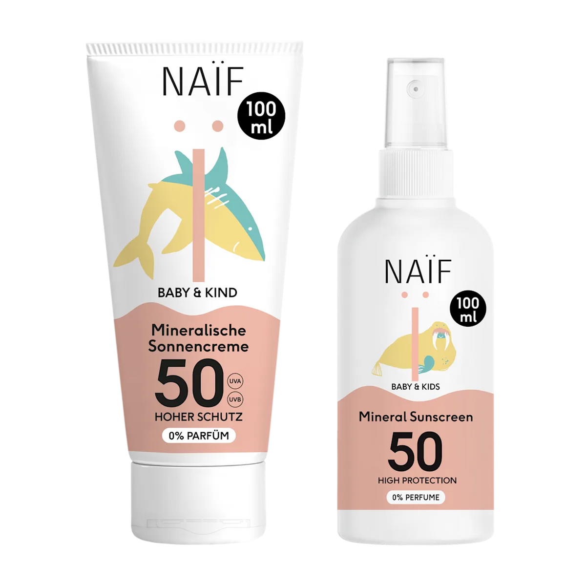 Mineralische Sonnencreme und Sonnenschutzspray für Babys & Kinder (0% Parfüm)