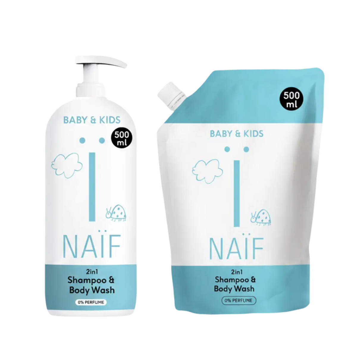 2-in-1 Shampoo en Douchegel Fles + Navulling Baby & Kids 500ml