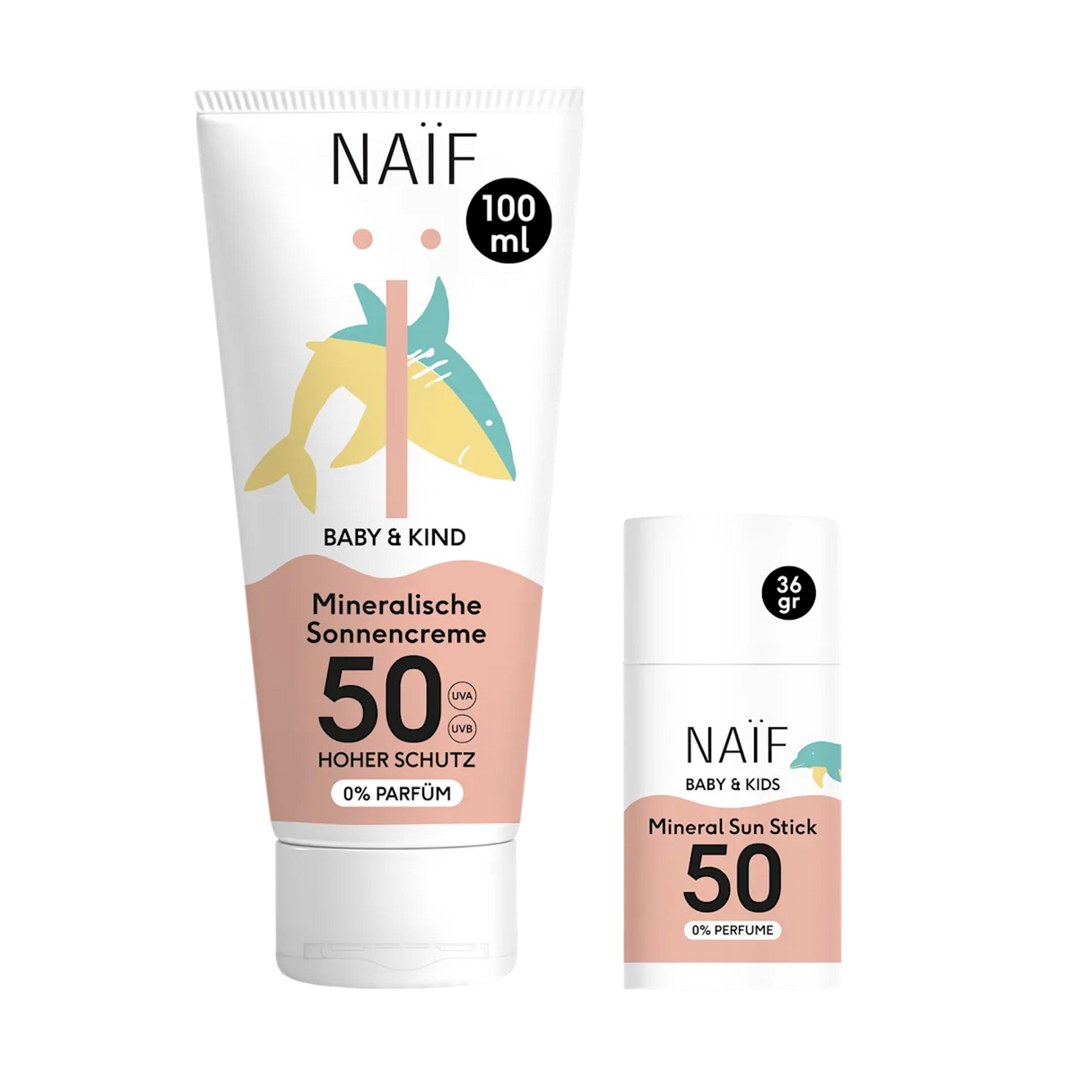 Vorteilsset: Mineralische Sonnencreme 100ml und Sonnenschutzstick für Babys & Kinder (0% Parfüm)