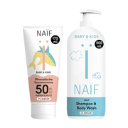 Familienset mit 0% Parfüm: Sonnencreme (175ml) + 2in1 Shampoo & Duschgel (500ml)