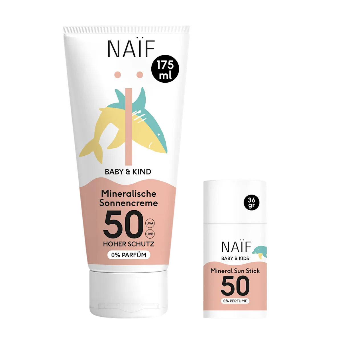 Vorteilsset: Mineralische Sonnencreme 175ml und Sonnenschutzstick für Babys & Kinder (0% Parfüm)