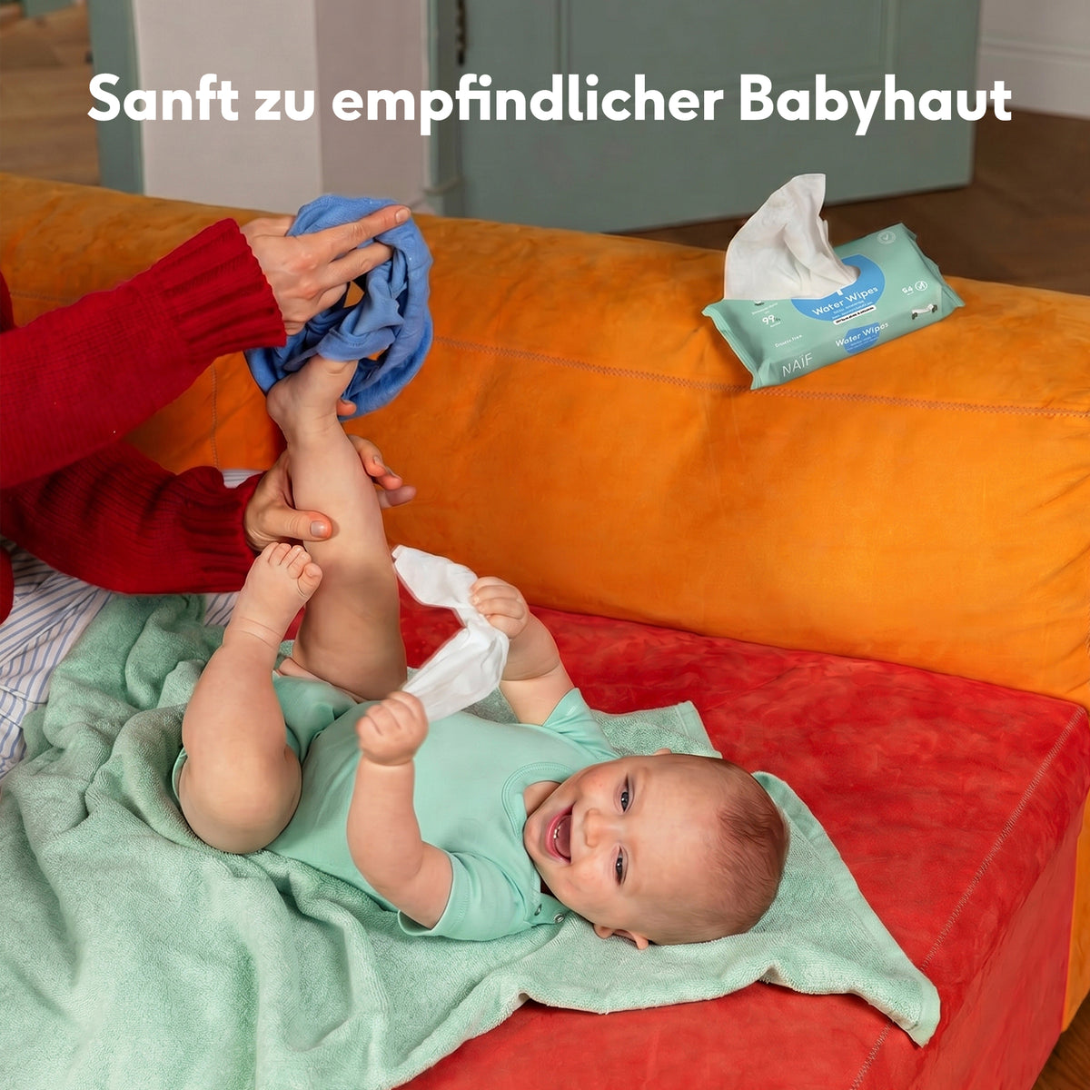 Feuchttücher auf Wasserbasis, reißfest und mild (8er Pack)