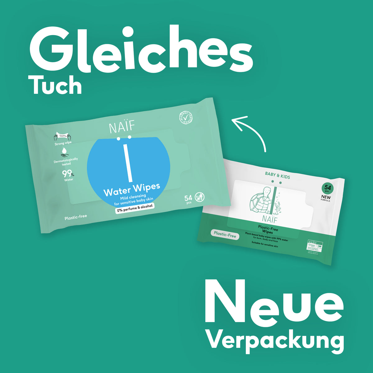 Feuchttücher auf Wasserbasis, reißfest und mild (8er Pack)