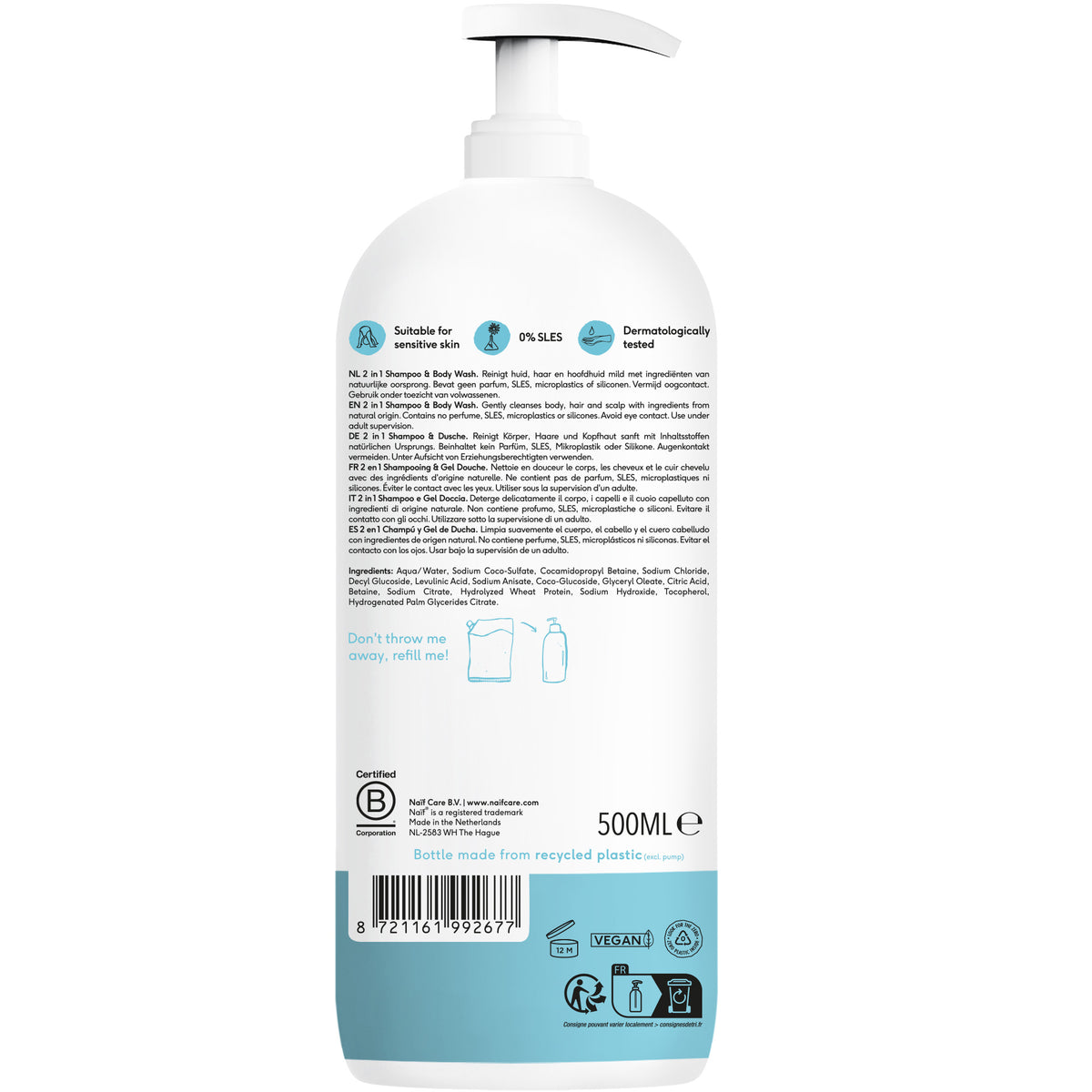 2 in 1 Shampoo en Body Wash Baby & Kids 500ml