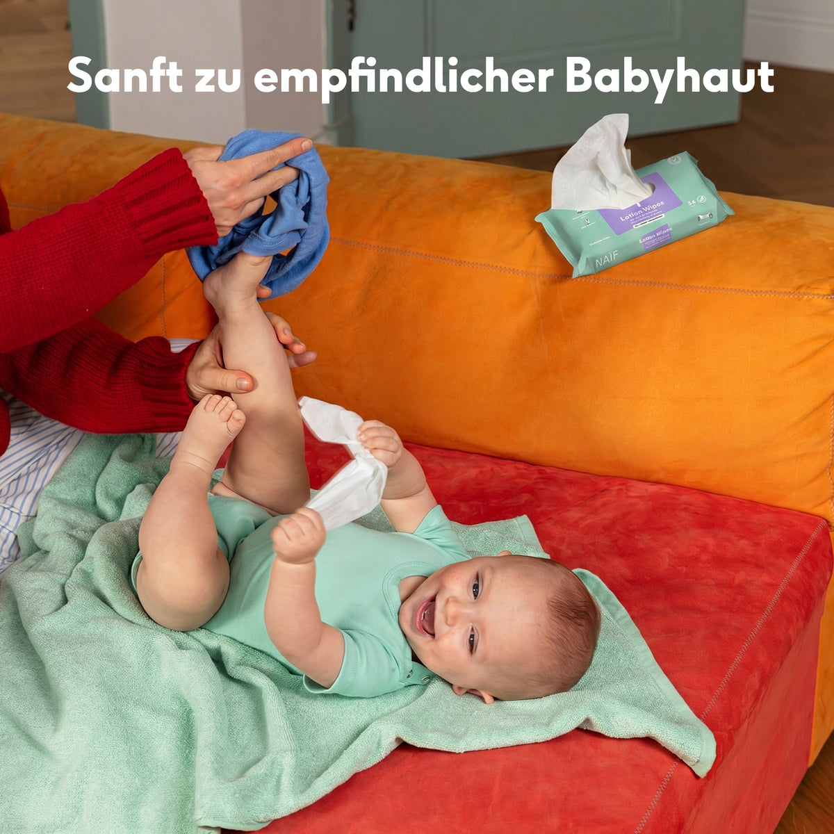 Feuchttücher mit Lotion, reißfest und mild (24er Pack)