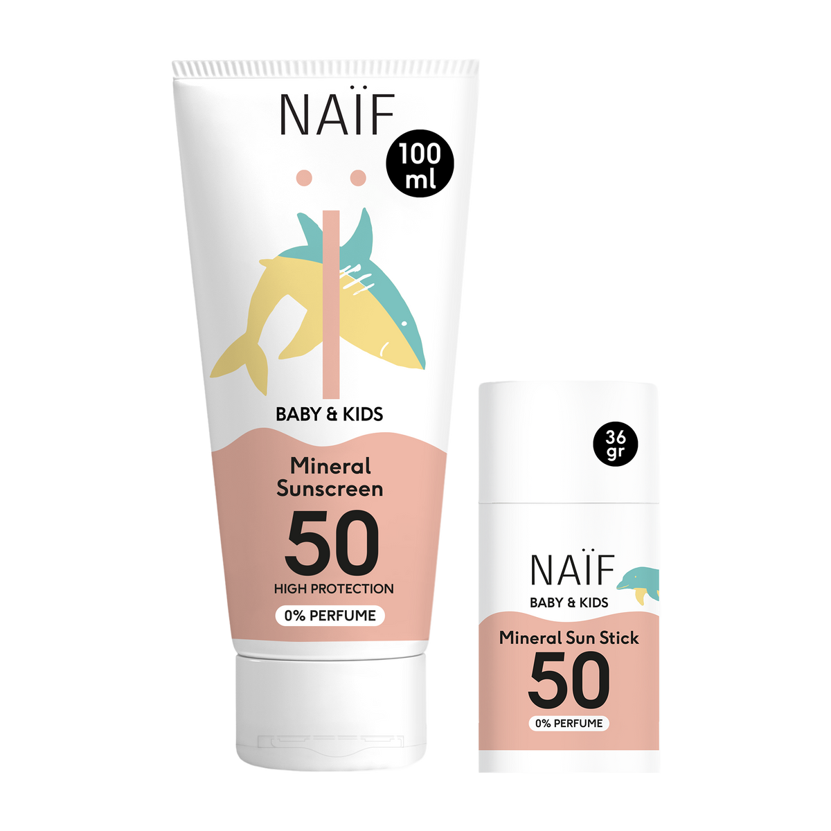 Voordeelset Minerale Zonnebrandcrème en Stick voor Baby & Kids SPF50 0% parfum